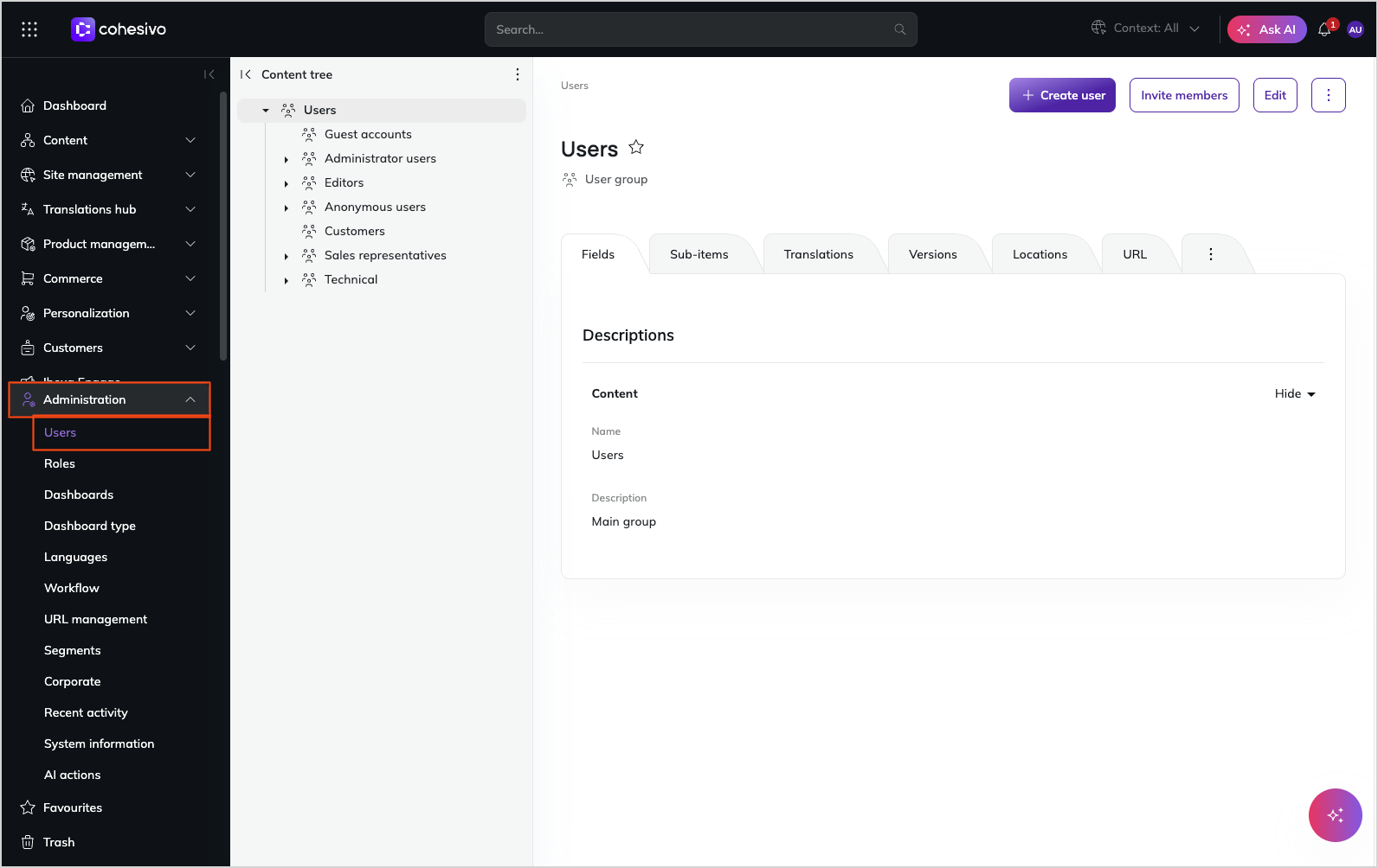Users and user groups