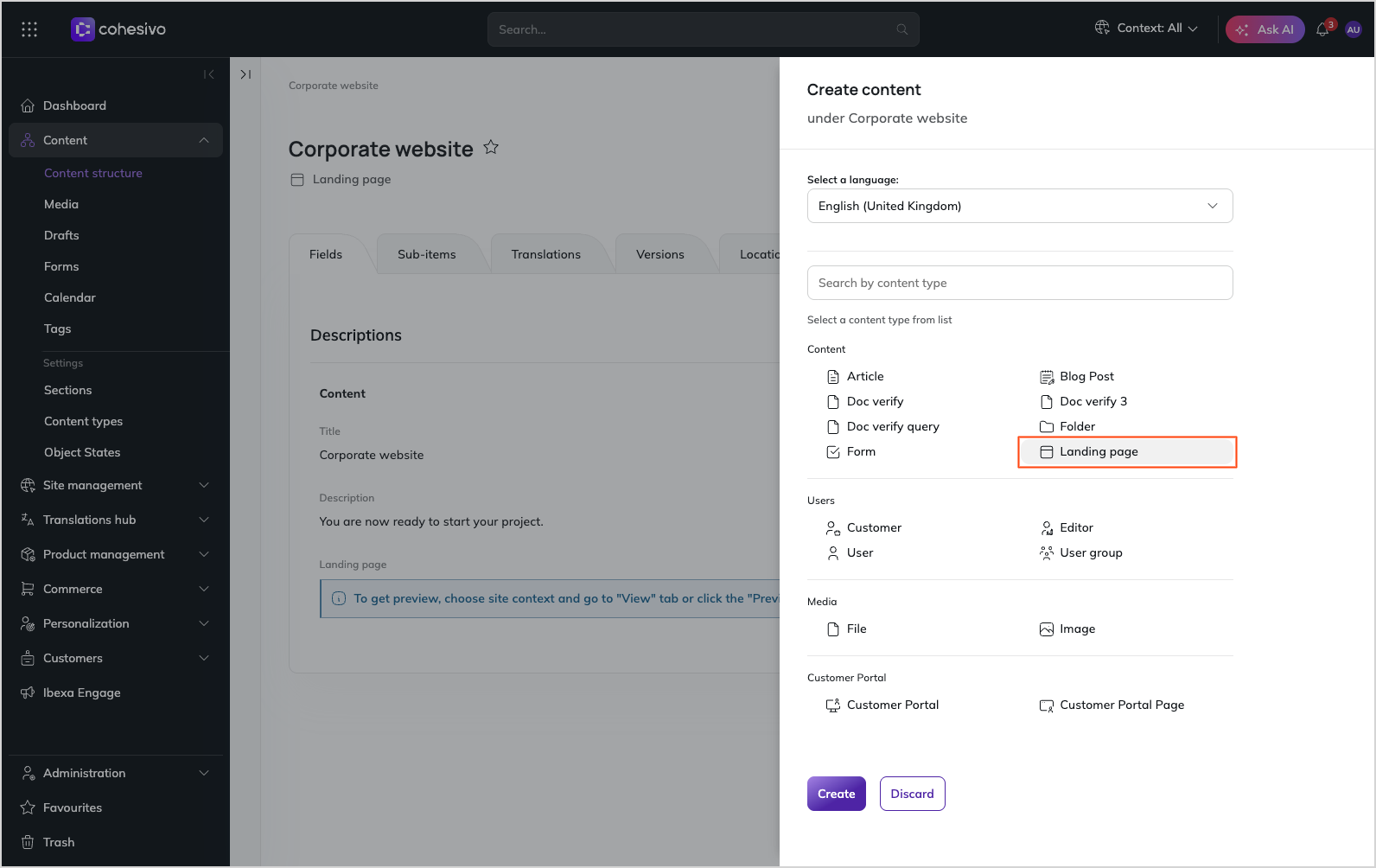 Create page