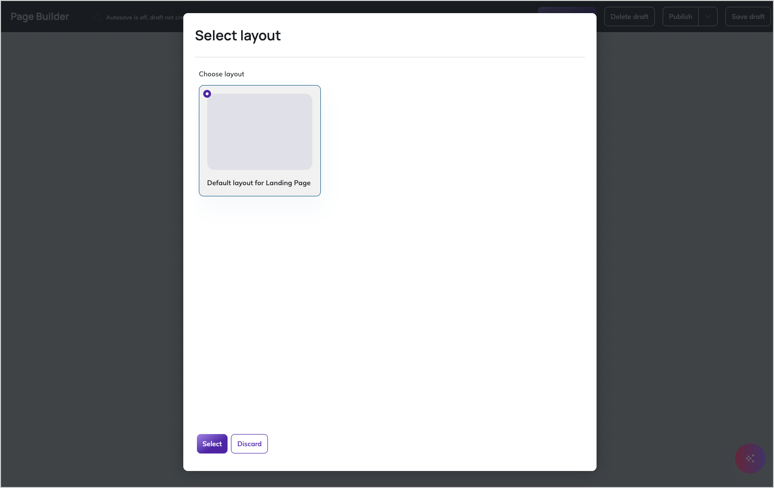 Selecting a layout for a new Page